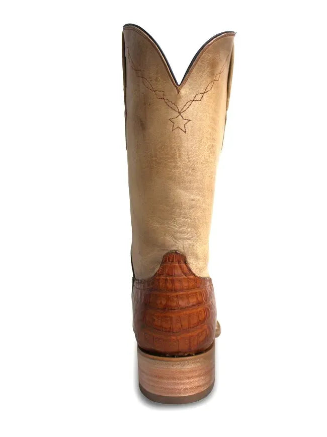 Black Jack Mens Cigar Caiman Belly with Longhorn Inlay Boots