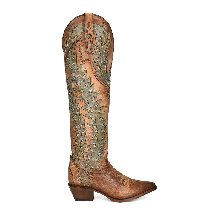 Corral Womens Turquoise Overlay Tall Top Boots