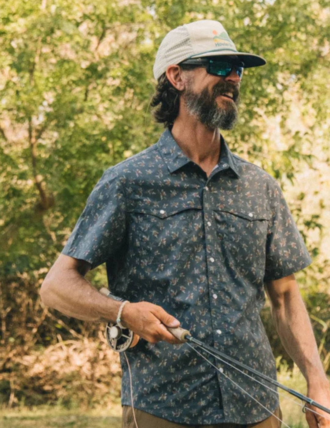 Howler Bros Mens Rancher Floral Dark Slate Open Country Tech Shirt