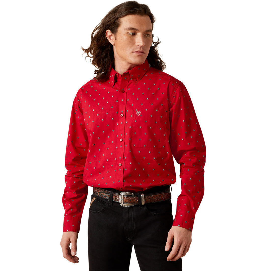 Ariat Mens Truett Red Fitted Long Sleeve Shirt Texas Boot Company Ariat Mens Truett Red Fitted Long Sleeve Shirt Texas Boot Company