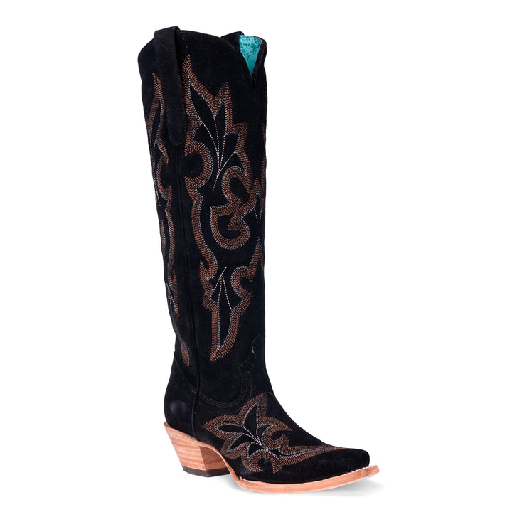 Corral Womens Black Suede Embroidery Tall Boots