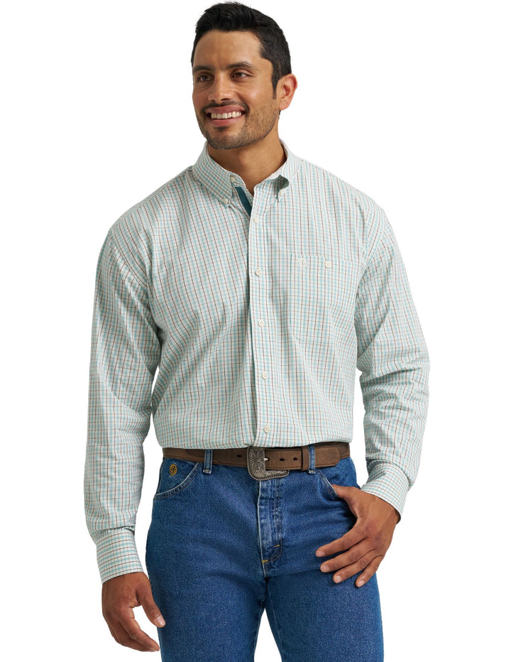 Wrangler Mens White Print Long Sleeve Shirt