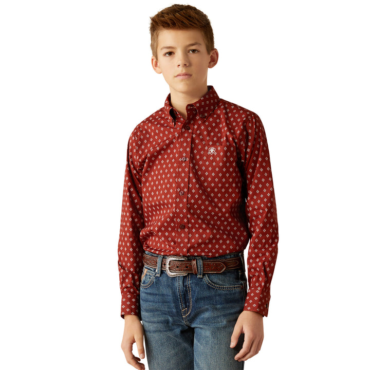 Ariat Boys Burgundy Pax Classic Fit Shirt