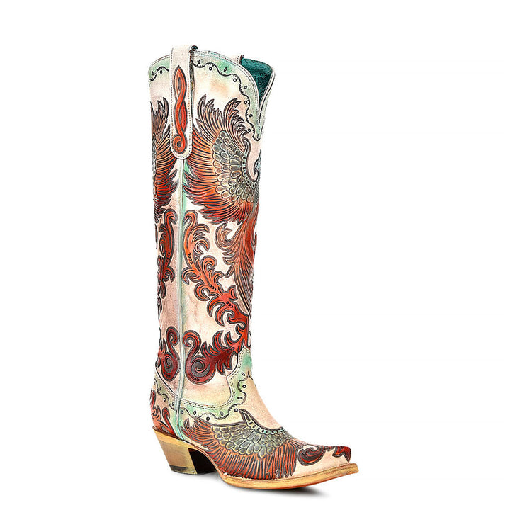 Corral Womens Fire Phoenix Hand Tooled Painted Boots