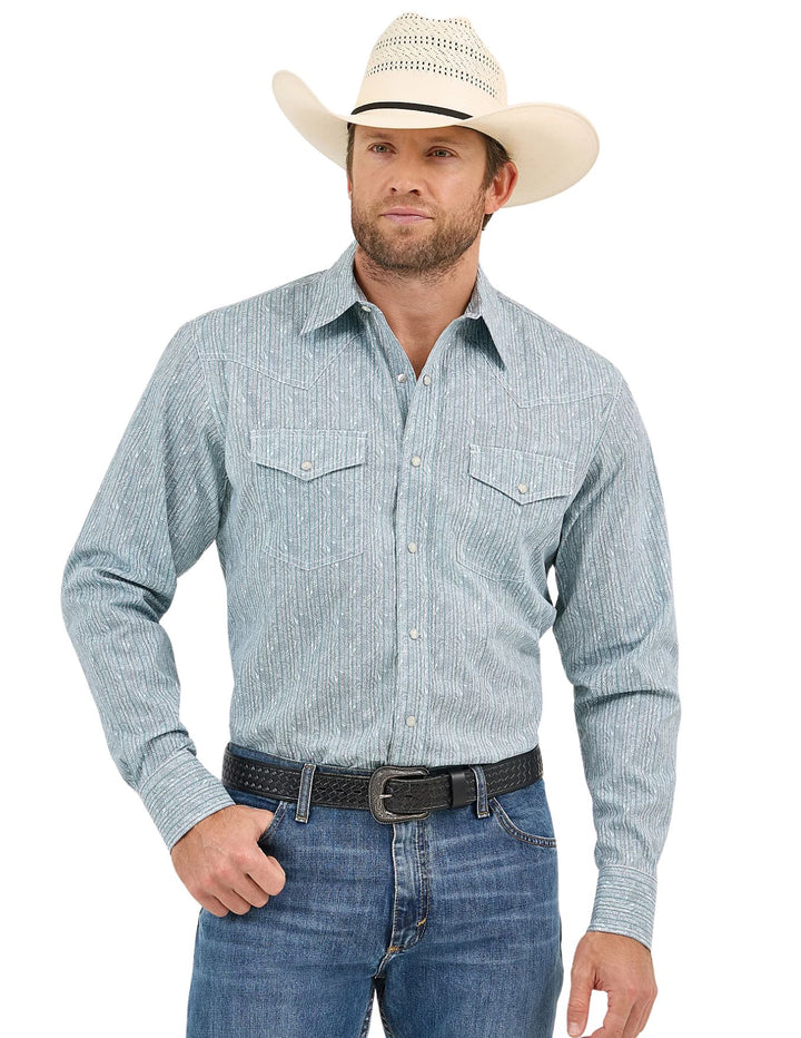 Wrangler Mens Advanced Comfort Long Sleeve Western Snap Shirt