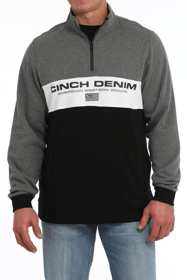 Cinch Mens Logo Quarter Zip Sweatshirt