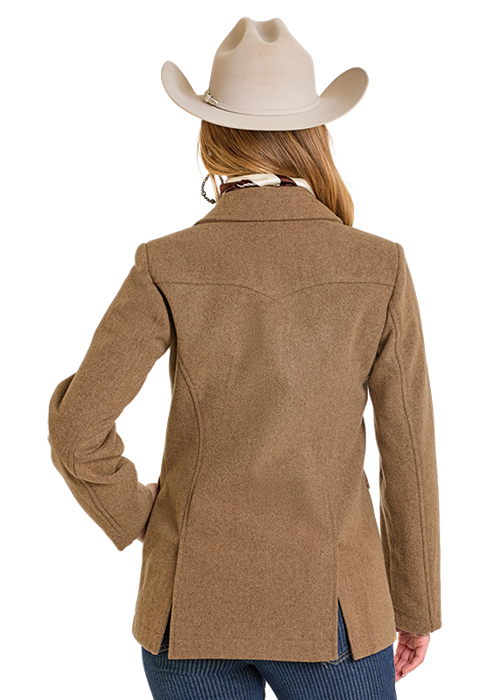 Panhandle Womens Camel Heather Wool Coat