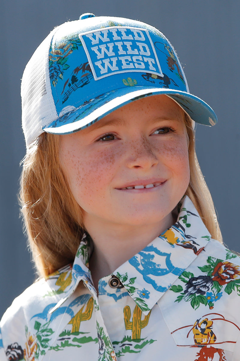 Cinch Youth Blue Wild West Trucker Hat