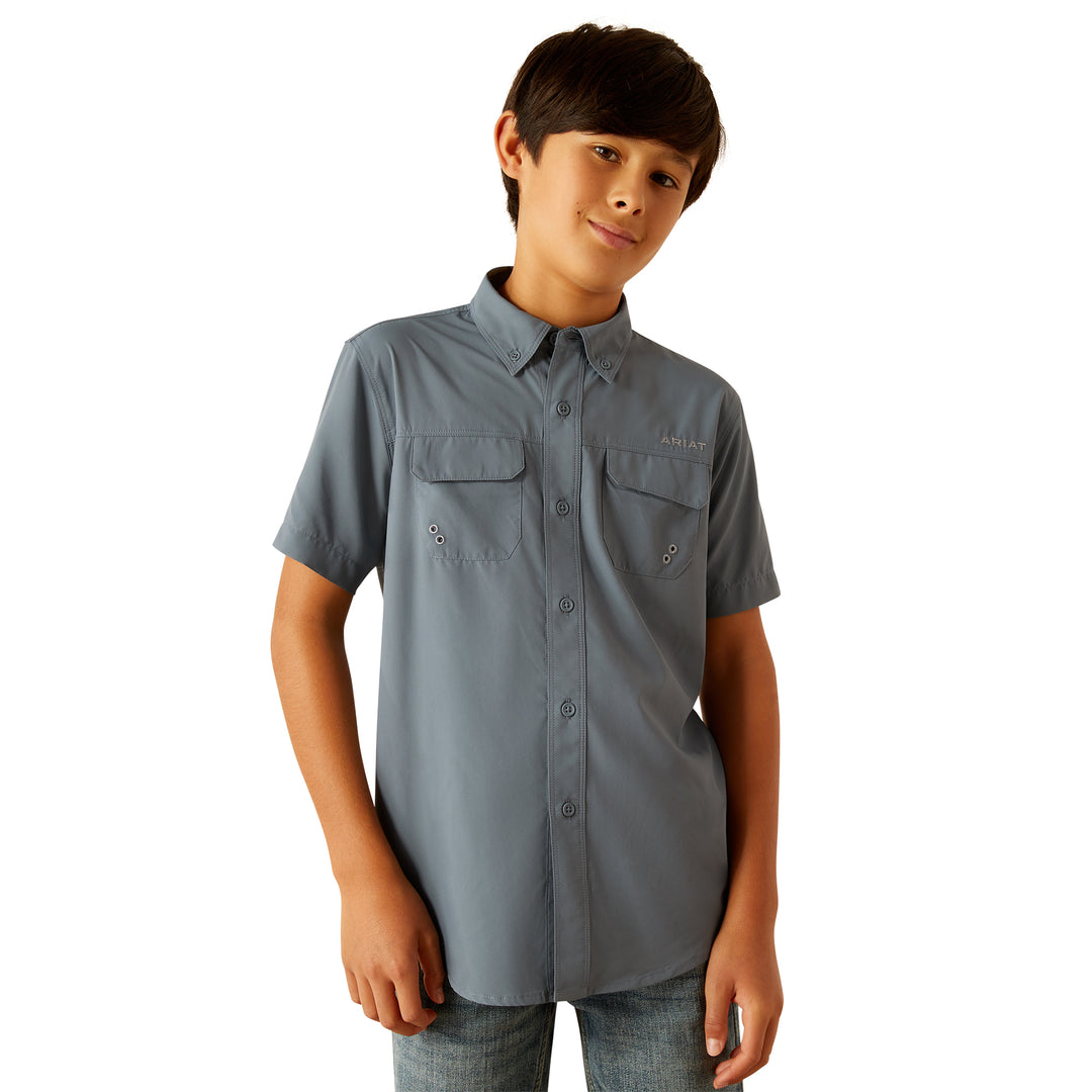 Ariat Boys Newsboy Blue VentTEK Outbound Classic Fit Shirt