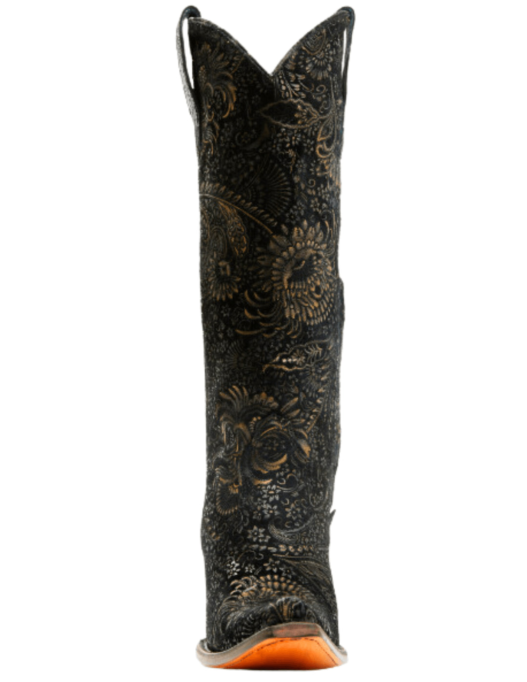 Corral Womens Black and Gold  Floral Tall Black Boots