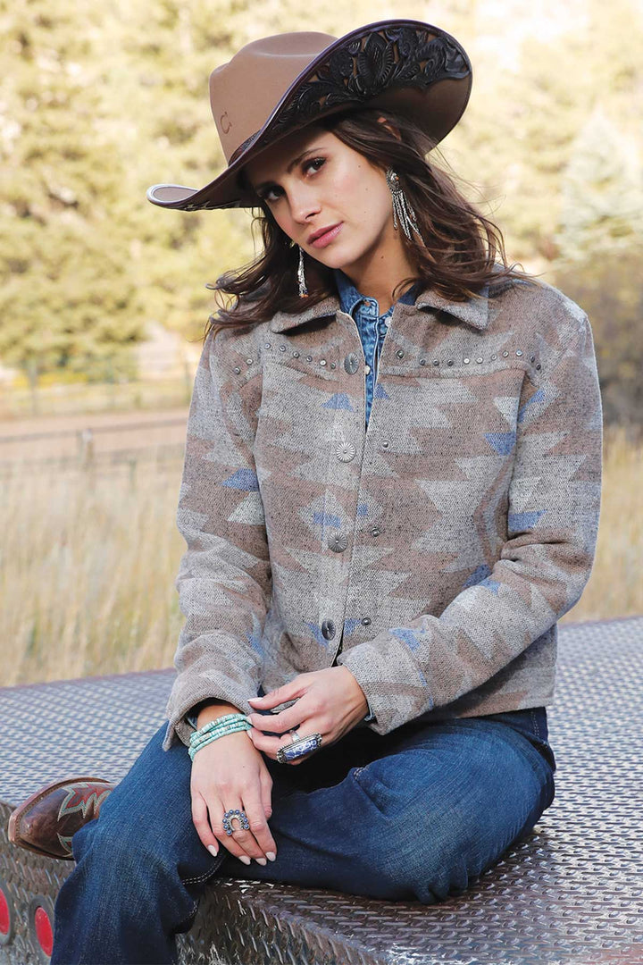 Cinch Women's Tan Tweed Trucker Jacket