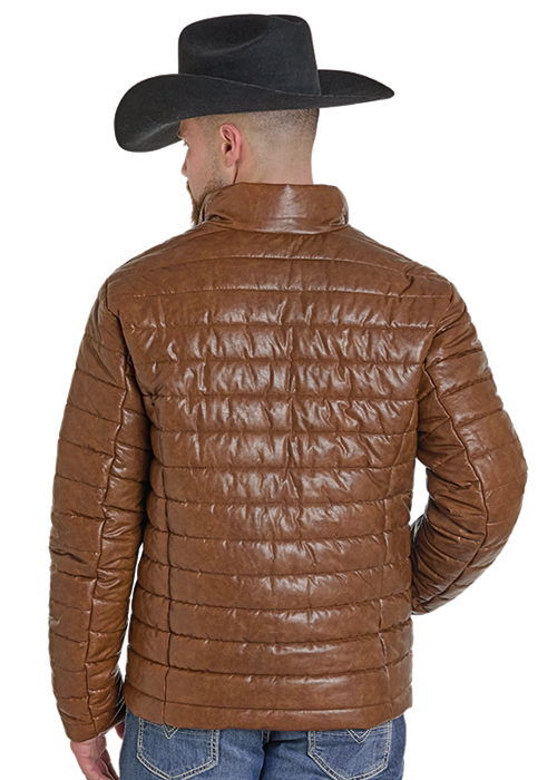 Panhandle Mens Faux Leather Puffer Jacket