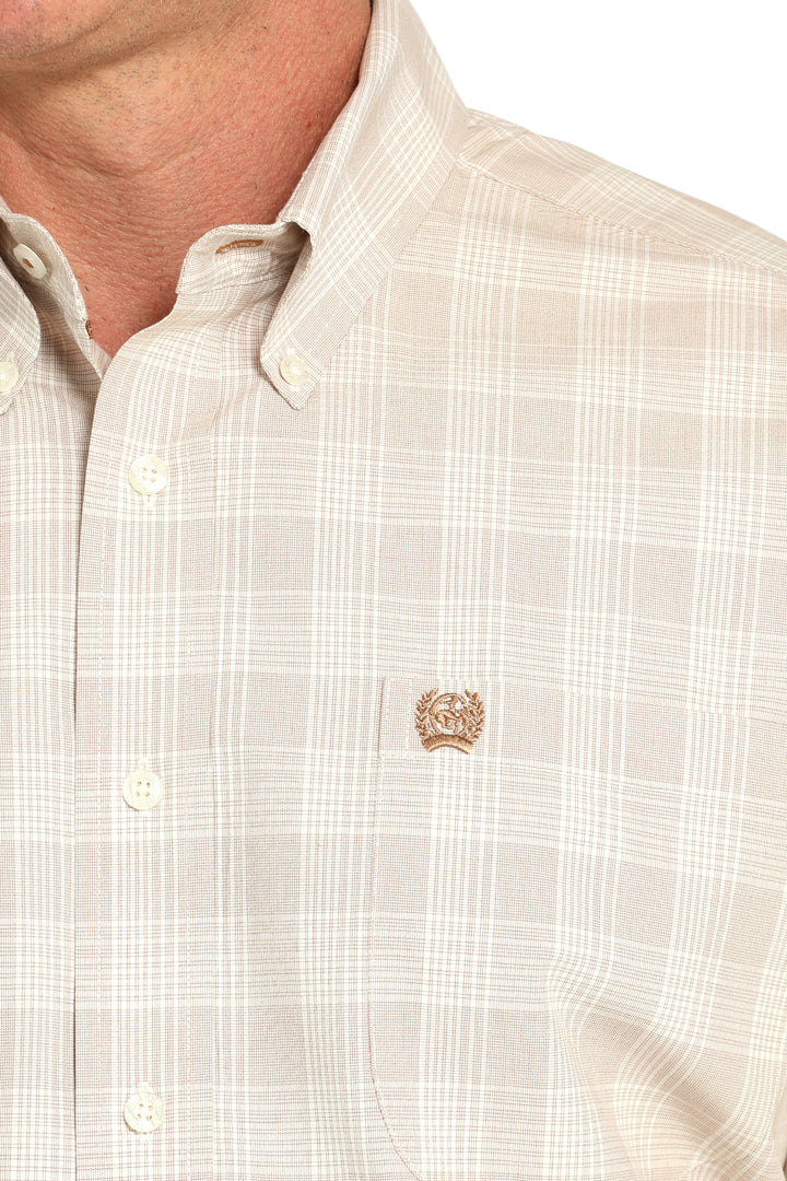 Cinch Mens Khaki Plaid Short Sleeve Shirt