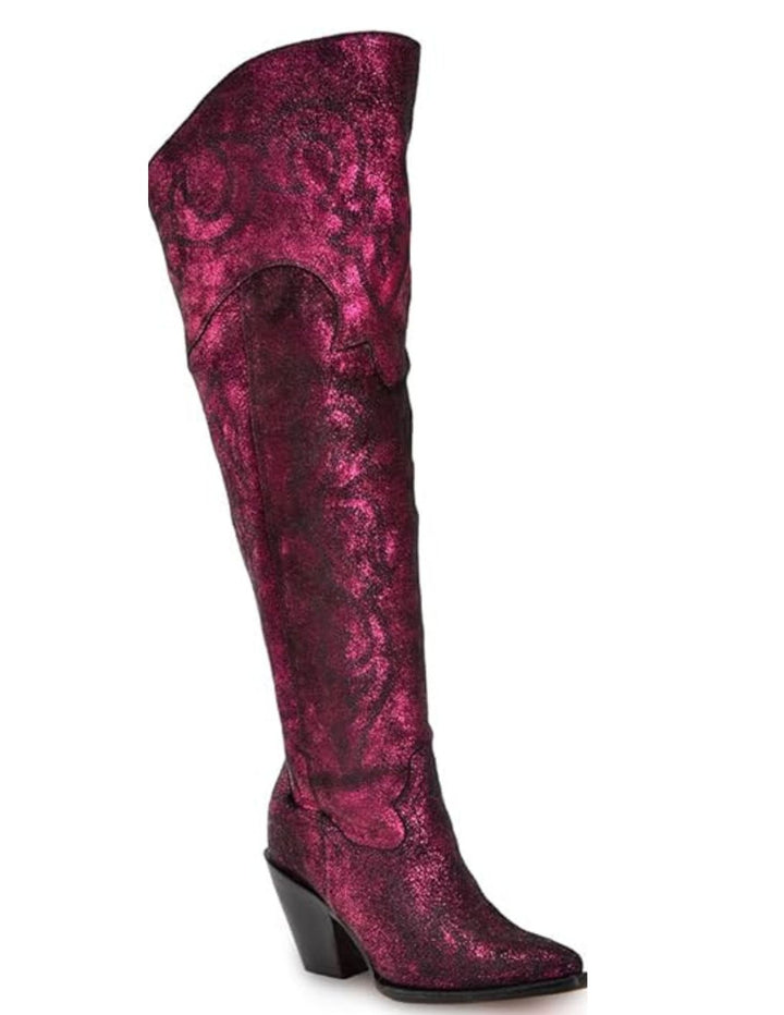 Corral Womens Purple Metallized Tall Top Boots