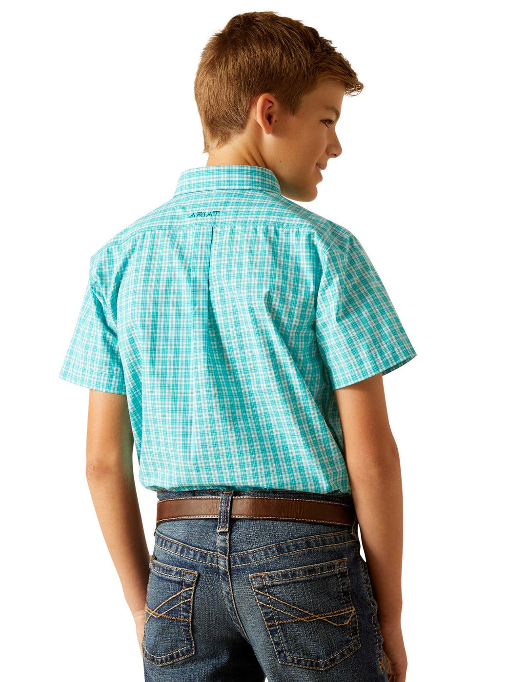 Ariat Boys Jensen Turquoise Short Sleeve Shirt