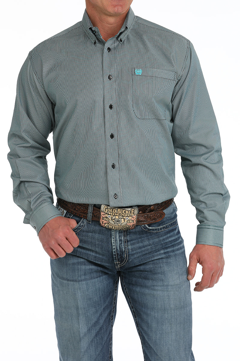 Cinch Mens Black Striped Long Sleeve Shirt