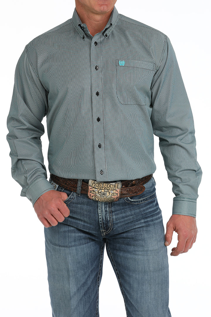 Cinch Mens Black Striped Long Sleeve Shirt