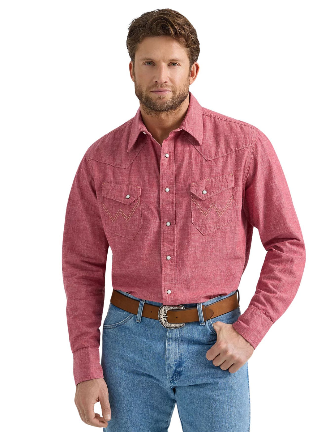 Wrangler Mens Vintage-Inspired Western Snap Workshirt