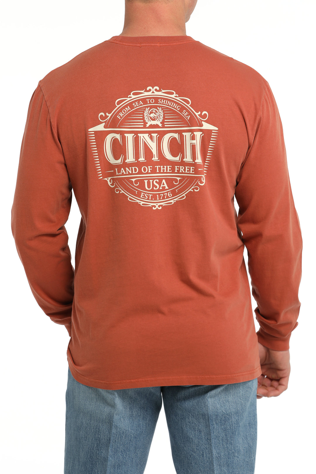 Cinch Mens Orange Long Sleeve T-Shirt