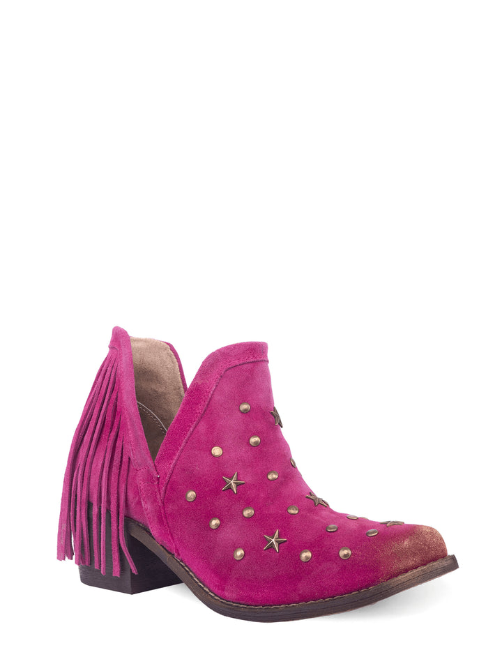 Corral Womens Pink Fringe Stud Booties