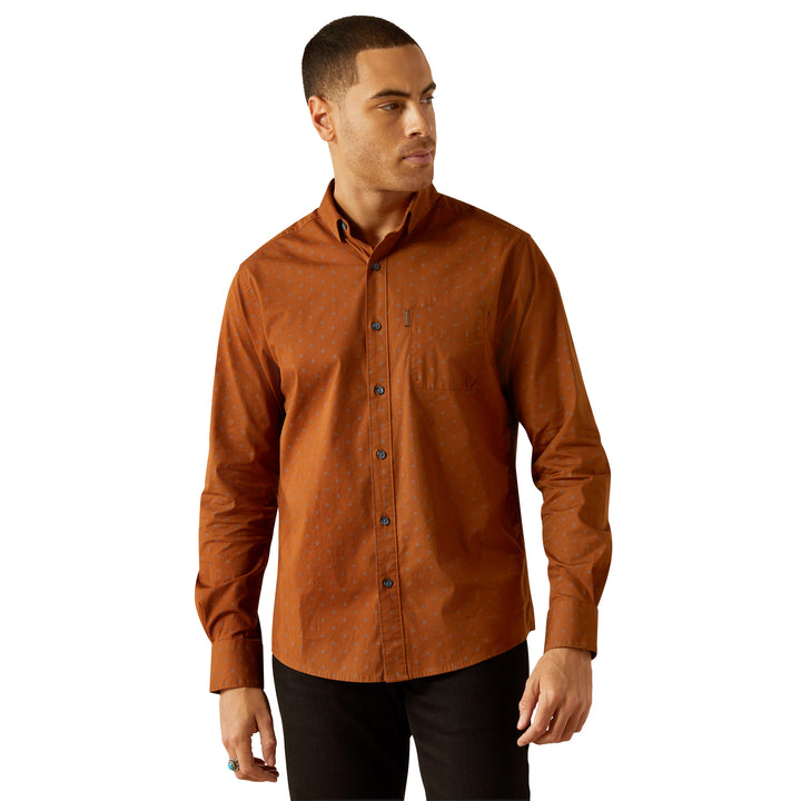 Ariat Mens Brown Modern Fit Long Sleeve Shirt