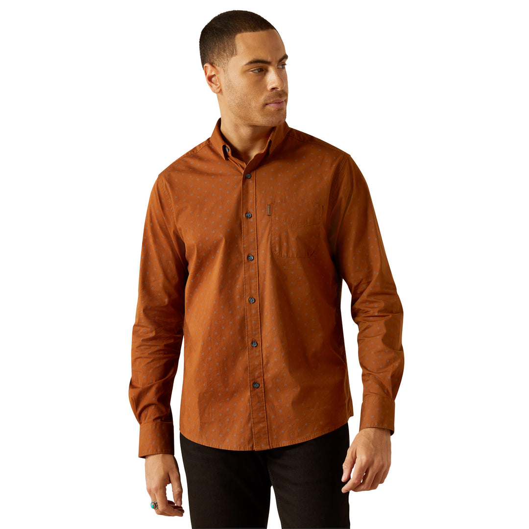 Ariat Mens Brown Modern Fit Long Sleeve Shirt Ariat Mens Brown Modern Fit Long Sleeve Shirt