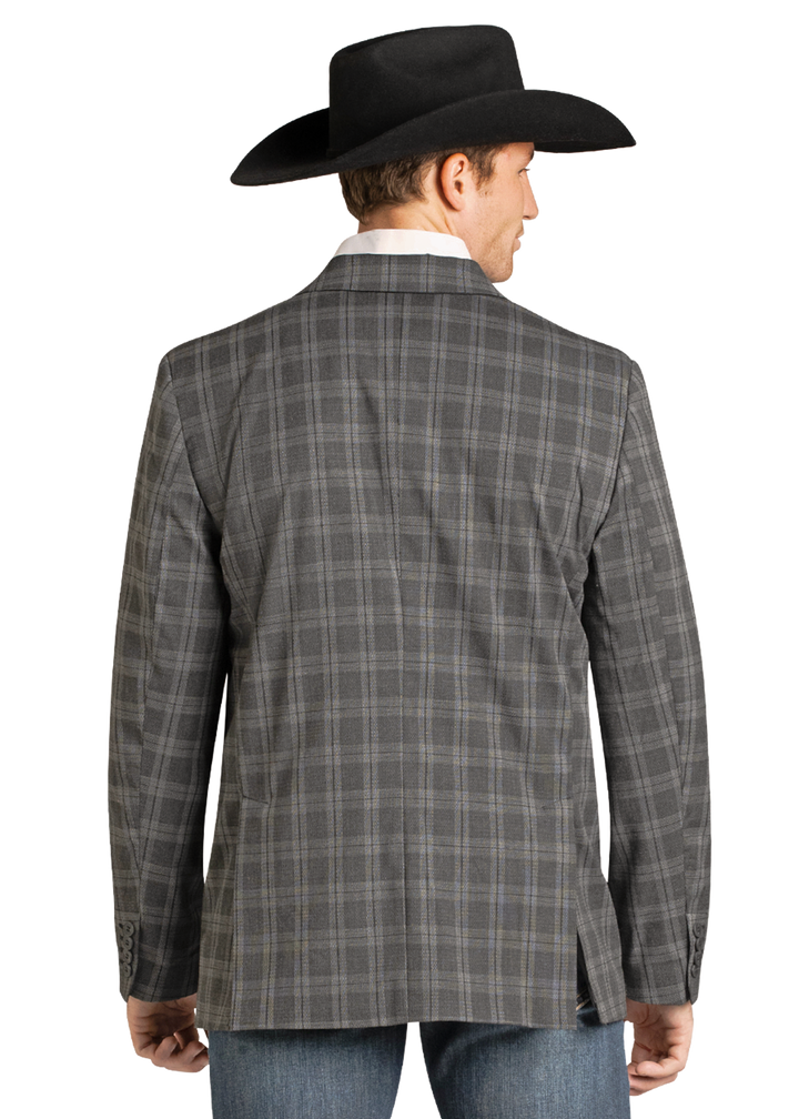 Panhandle Mens Charcoal Plaid Sport Coat
