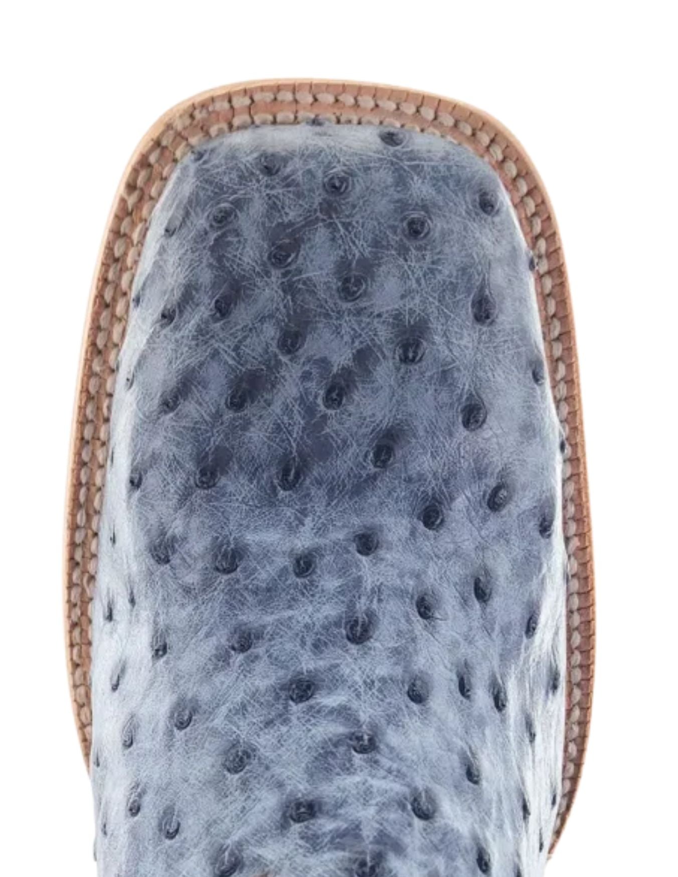 R. Watson Mens Denim Bruciato Full Quill Ostrich Boots – Texas
