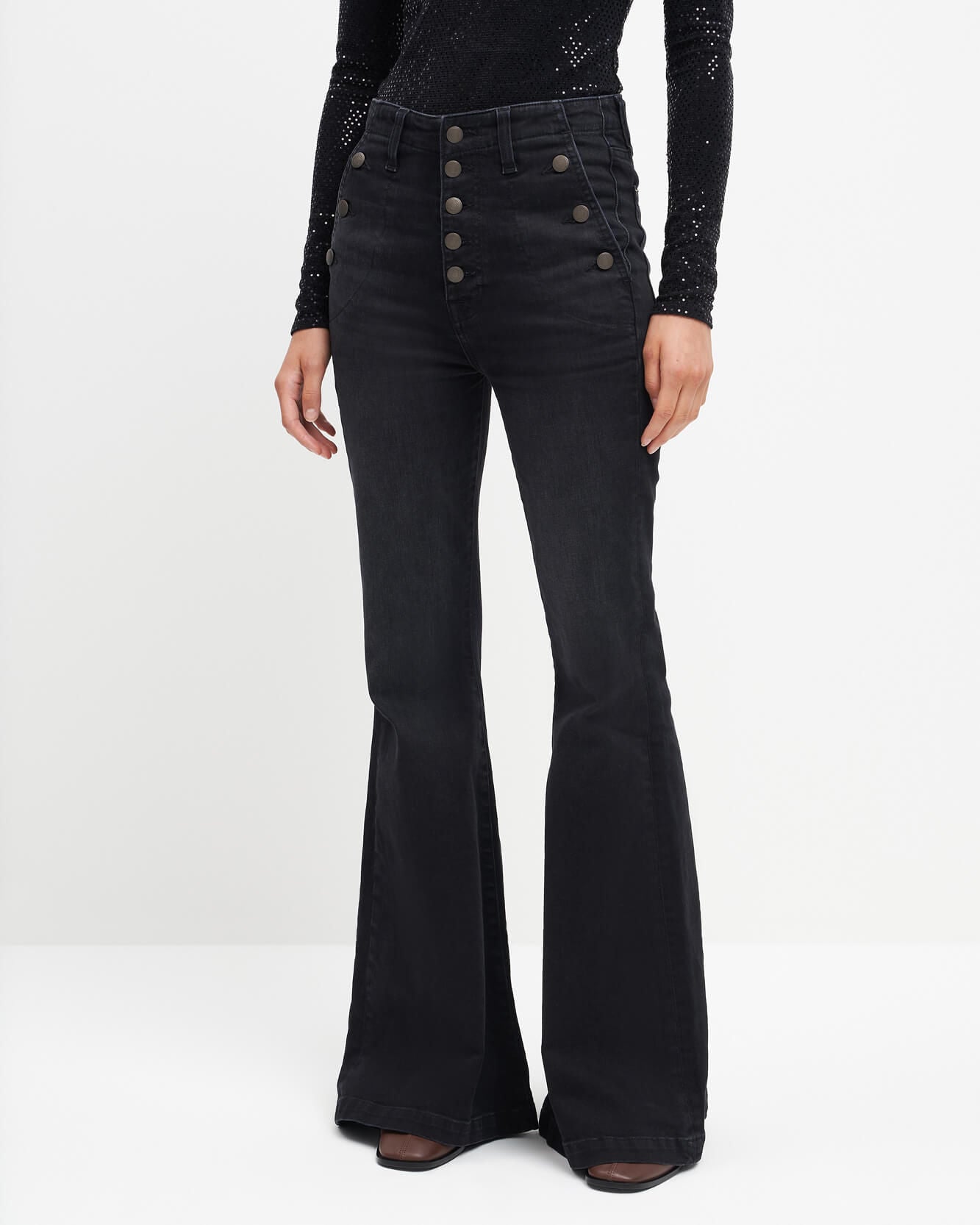 7 For Man Kind Womens Black Portia Mega Flare Jeans – Texas Boot