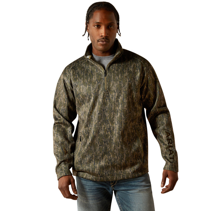 Arait Mens Treebark Camo Caldwell Logo 1/4 Zip Sweater
