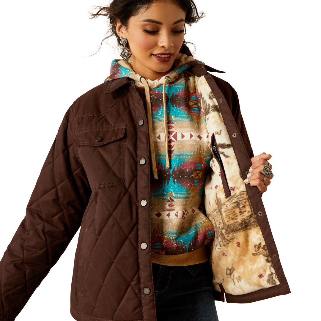 Ariat Womens Brown Grizzly Quilted Barn Jacket