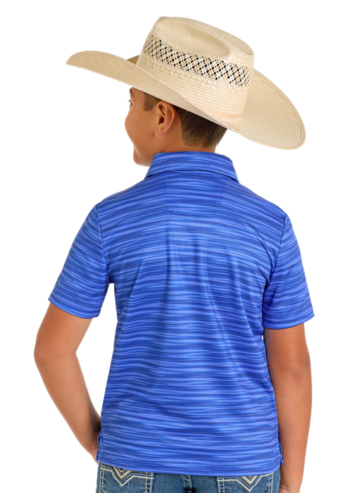 Panhandle Boys Blue Striated Printed Polo