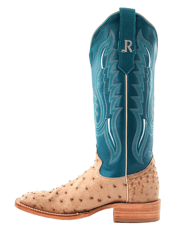 R. Watson Womens Sand Full Quill Ostrich Boots