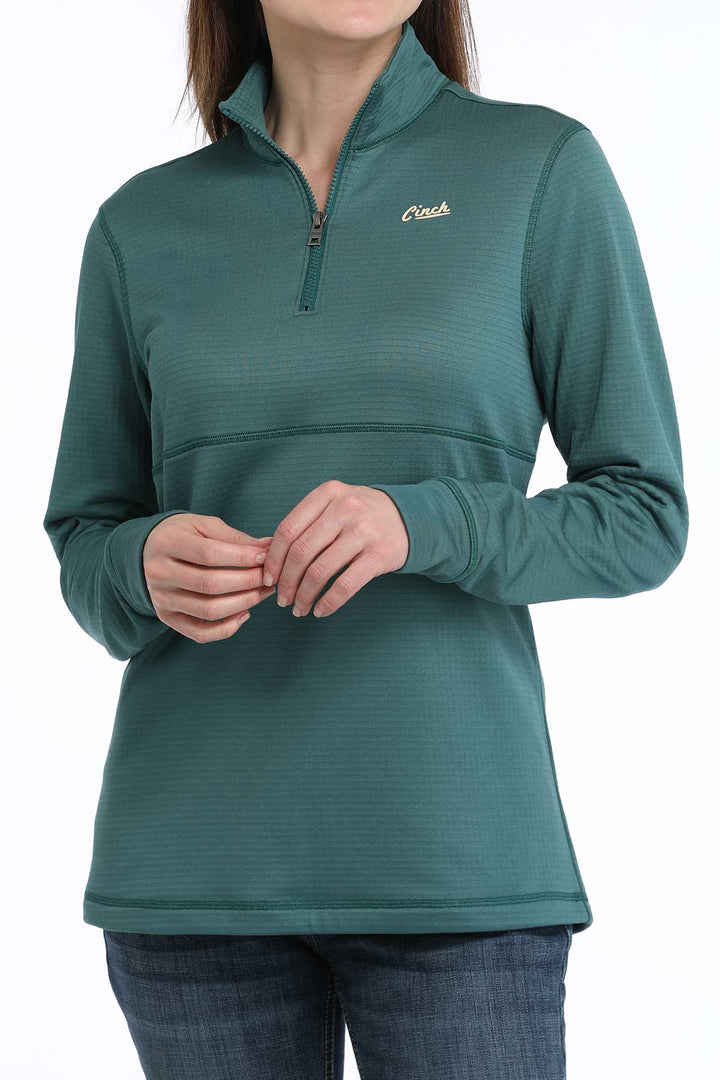 Cinch Womens Teal Quarter Zip Sweater