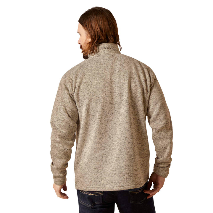 Ariat Mens Beige Caldwell Logo Quarter Zip Sweater