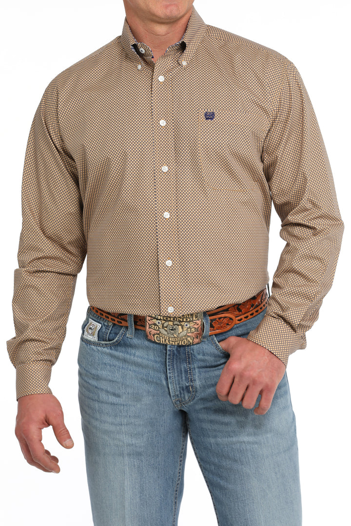 Cinch Mens Purple Gold Printed Long Sleeve Shirt