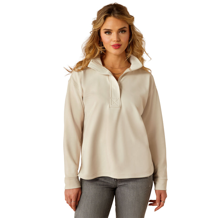 Ariat Womens Cream Breeze Logo 1/2 Zip Sweatshirt