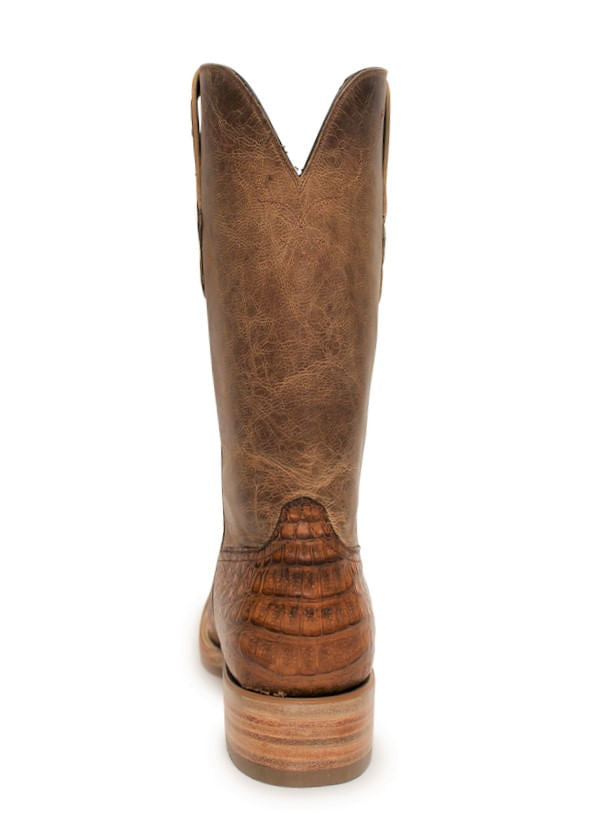 Black Jack Mens Cigar Caiman Belly with Longhorn Inlay Boots