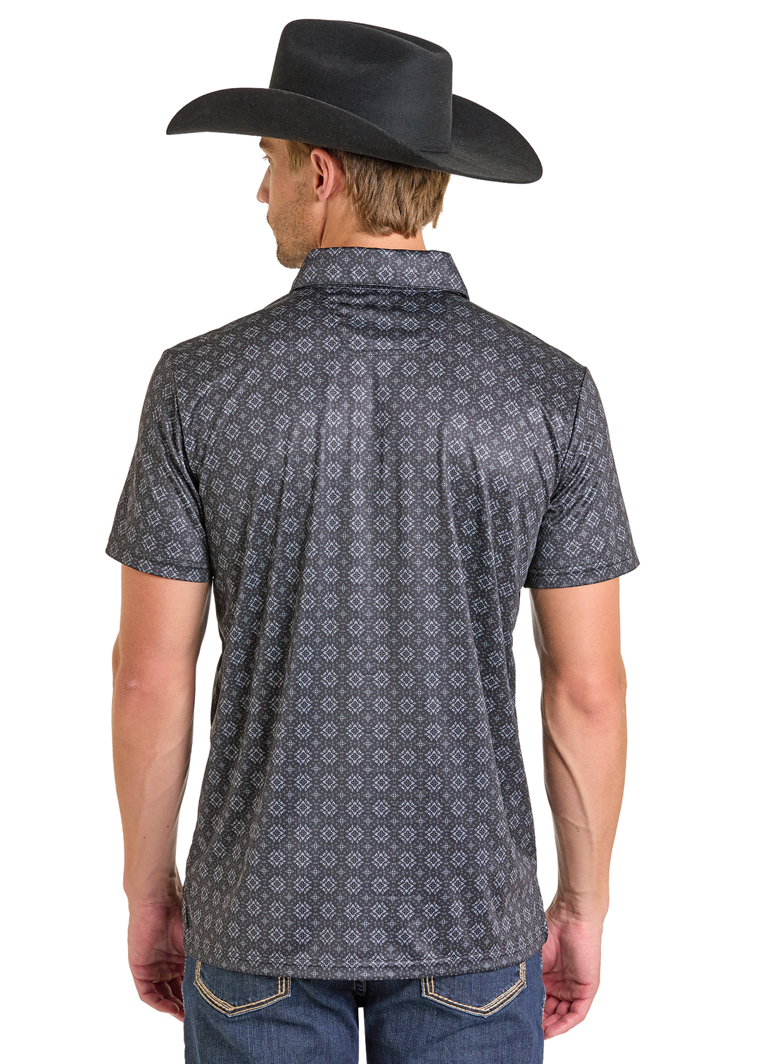 Panhandle Mens Black Medallion Print Short Sleeve Shirt