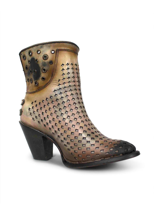 Ladies Corral Laser Punched Hand Painted Ankle Boots with Studs