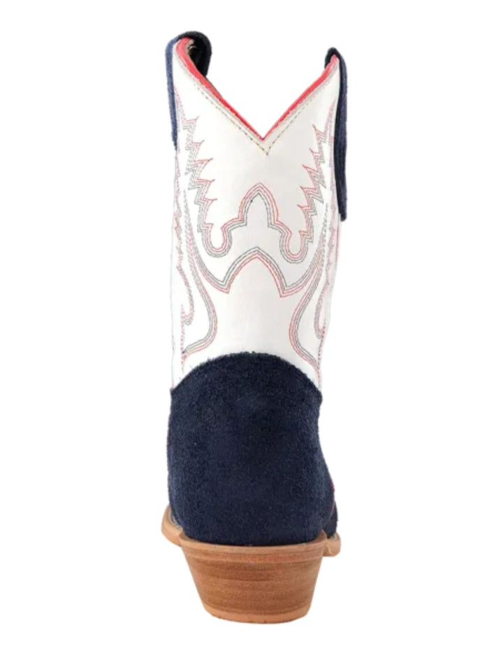 R. Watson Navy Roughout Narrow Square Toe Boots