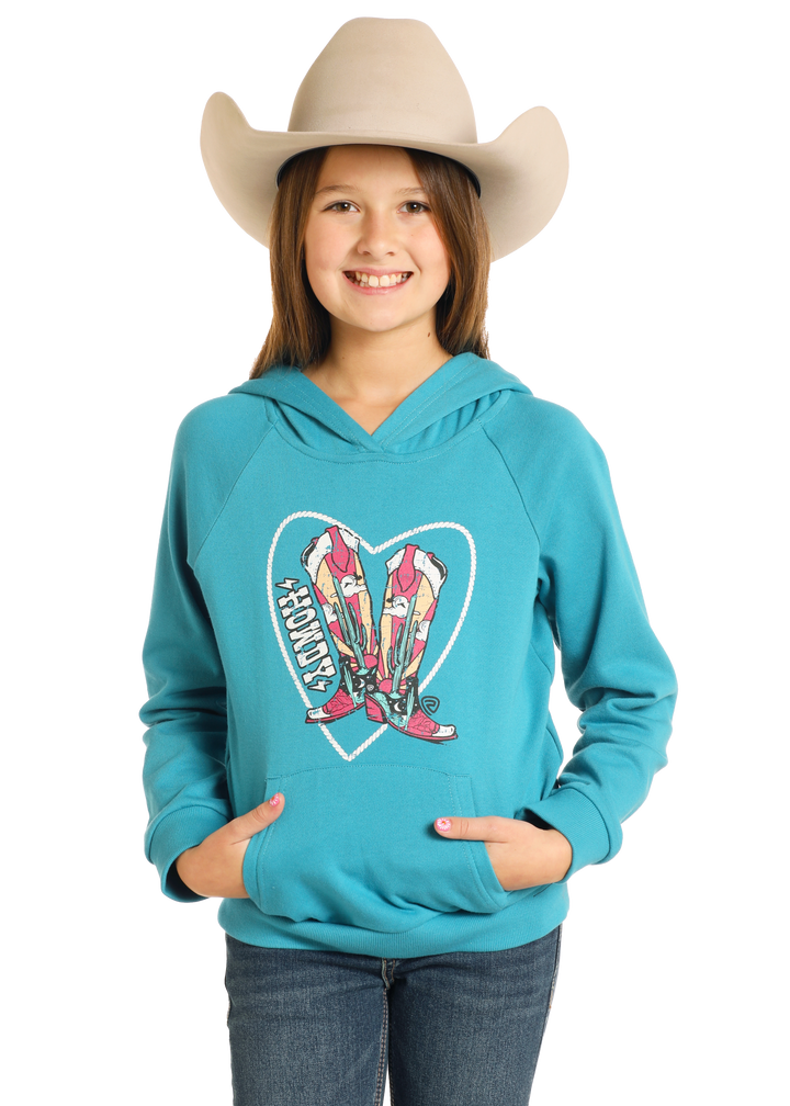 Panhandle Slim Girls Teal Graphic Hoodie