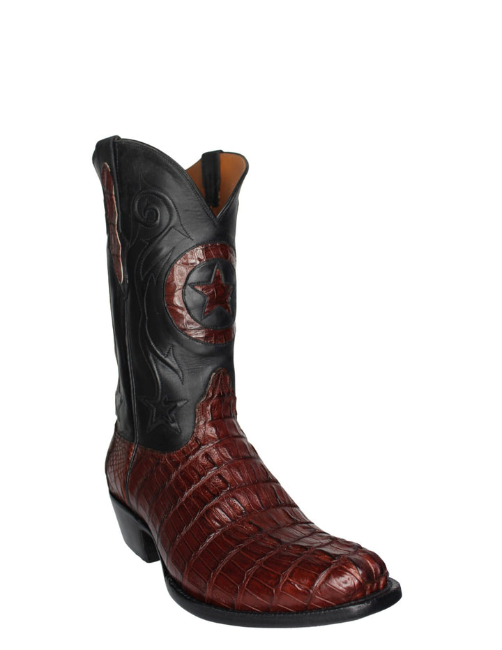 Black Jack Mens Italian Red Caiman Tail Boots