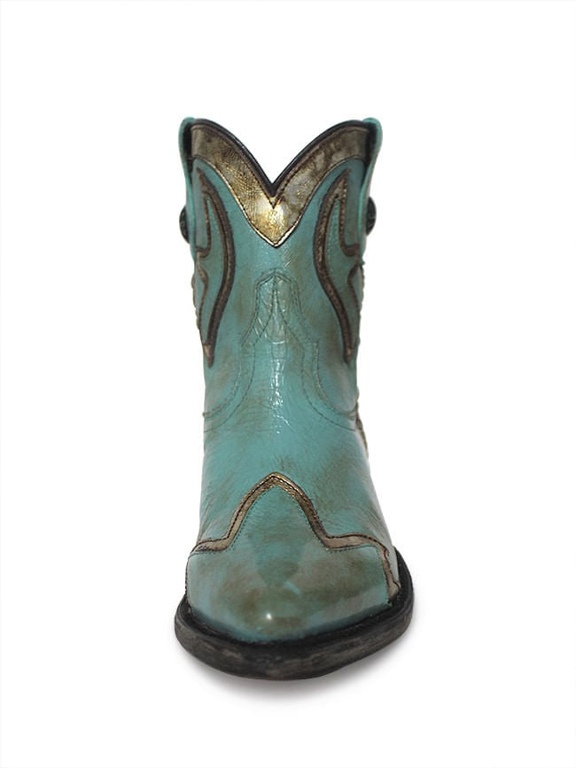 Ladies Corral Turquoise Gold Overlay Ankle Booties