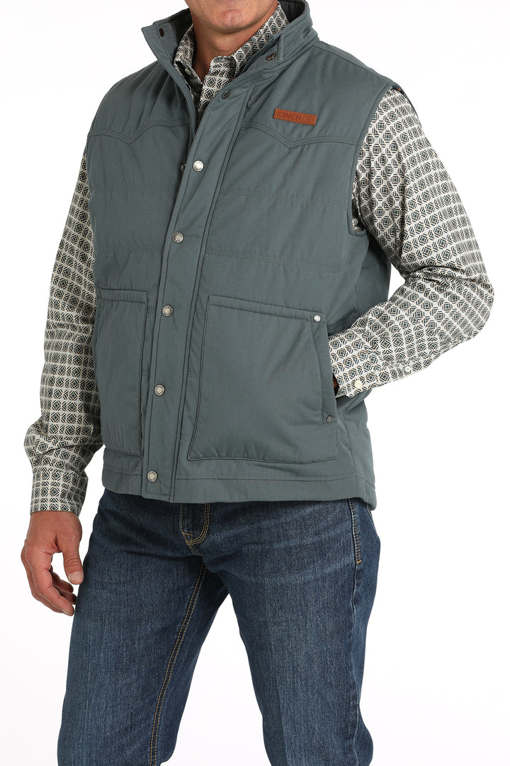 Cinch Men's Blue Wax Coated Quilted Vest