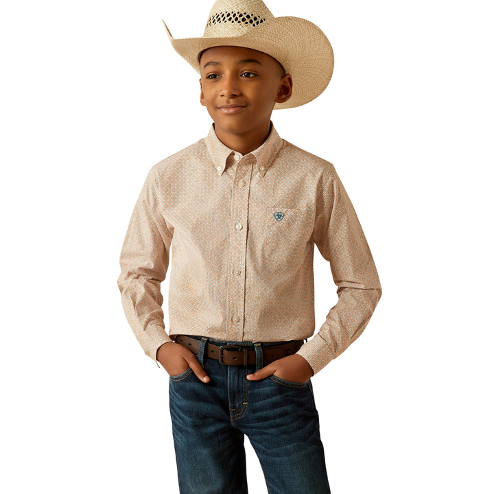 Ariat Boys Johnny Light Brown Long Sleeve Shirt