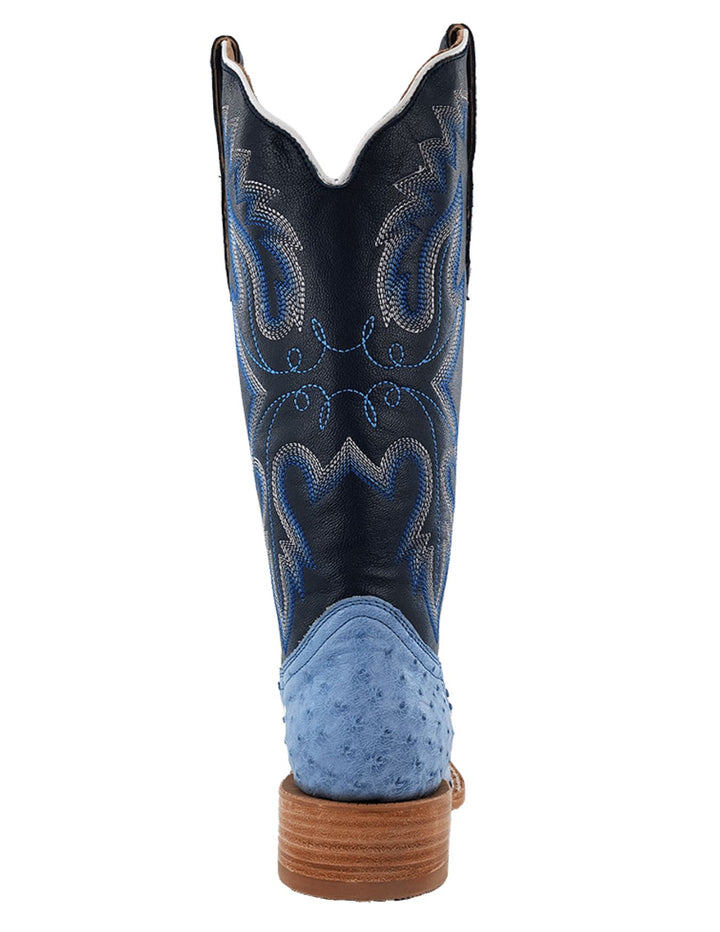 R. Watson Womens Denim Full Quill Ostrich Boots