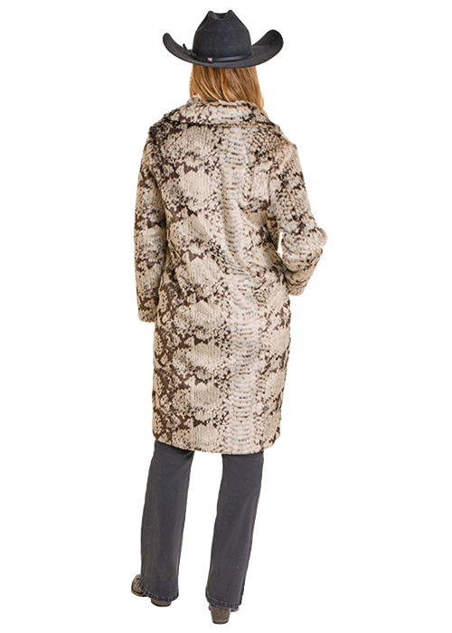 Panhandle Womens Snakeskin Long Fur Coat