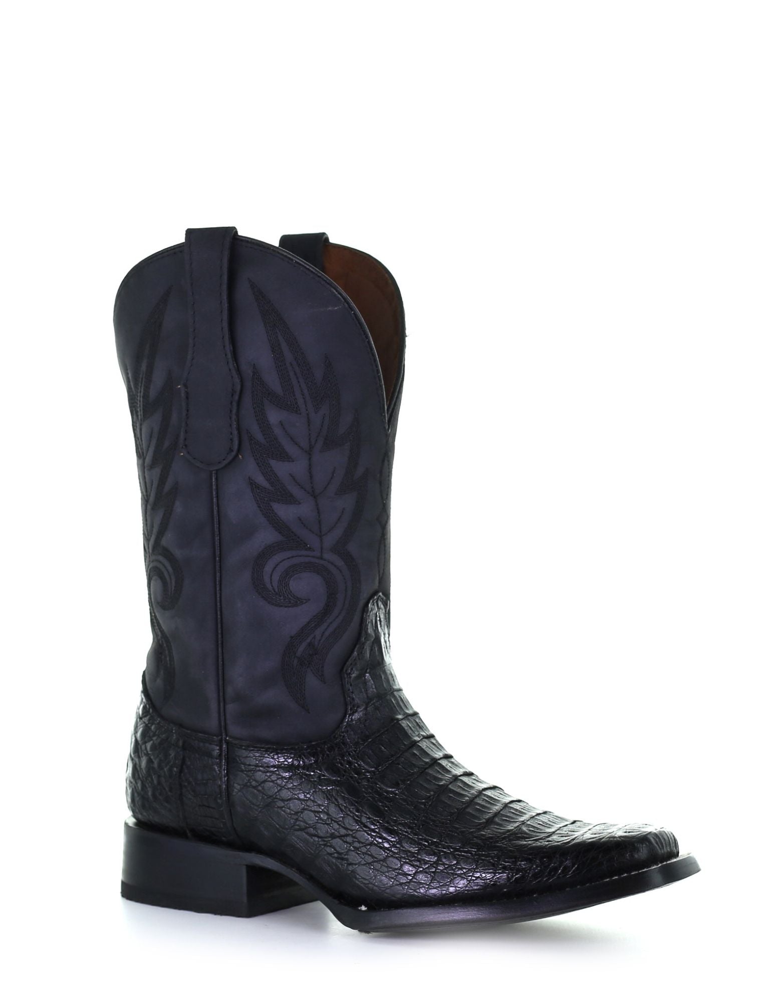 Corral Boots Corral Men s Black Caiman Embroidered Square Toe Boots L5743 Size 8.5