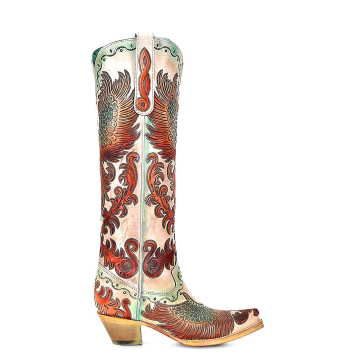 Corral Womens Fire Phoenix Hand Tooled Painted Boots